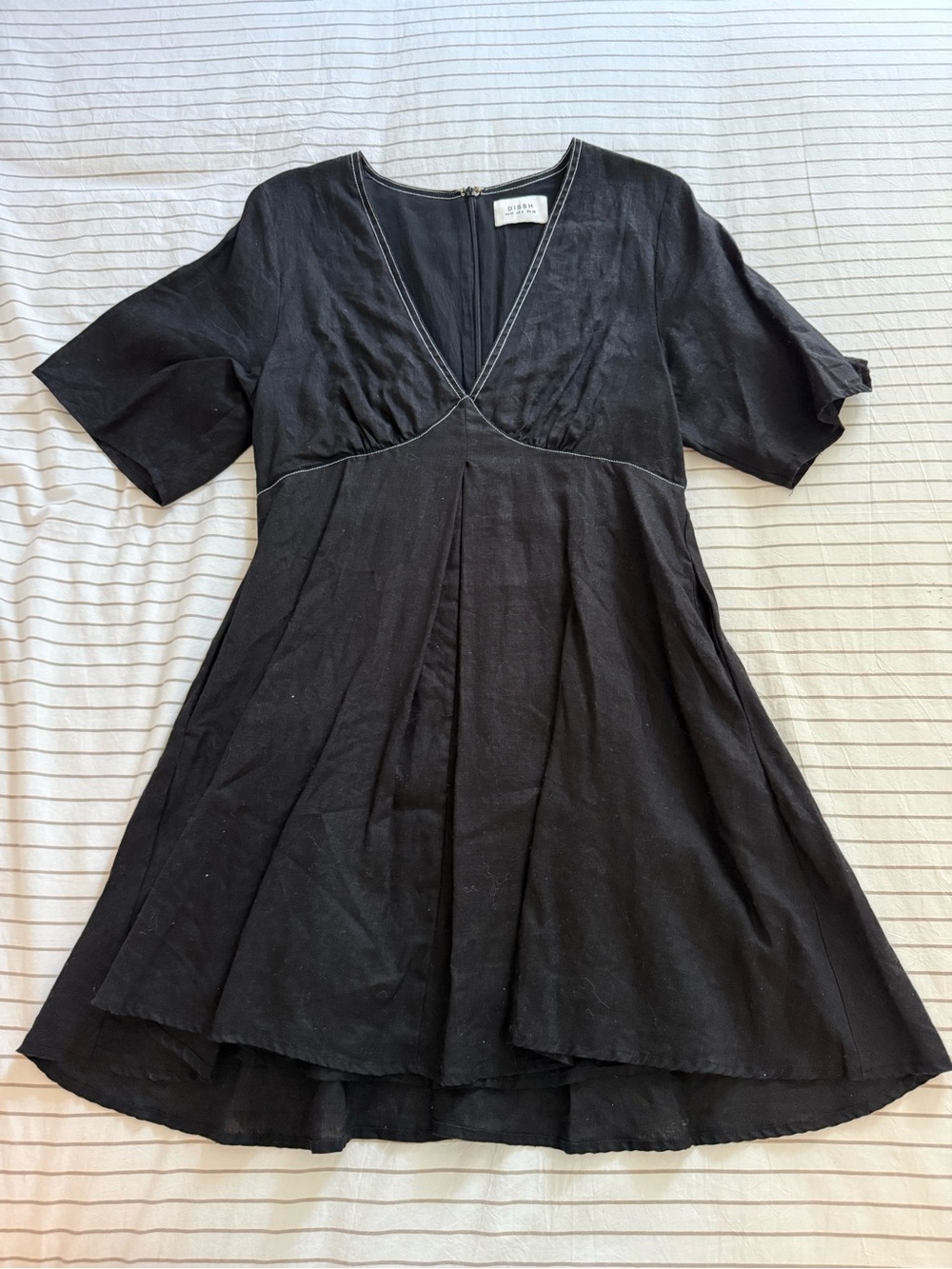 DISSH Black V-Neck Mini Dress